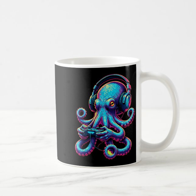 Taza De Café Octopus Gaming Animal Video Games Funny Octopus  (Derecha)