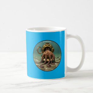 Taza De Café Octopus marino dentro de un casco antiguo de buceo