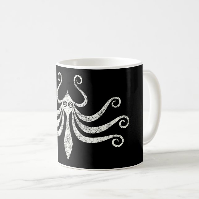 Taza De Café Octopus minero de estilo marino mínimo (angustiado (Anverso derecho)