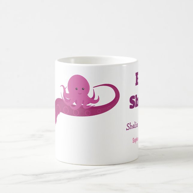 Taza De Café Octopus rosado | Baby Shower Mug (Centro)