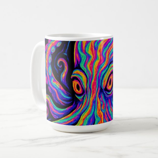 Taza De Café Octopus trippy colorido (Anverso izquierdo)