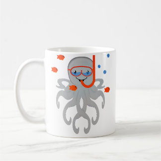 Taza De Café Octopus With Scuba Diving Snorkling Octopus For