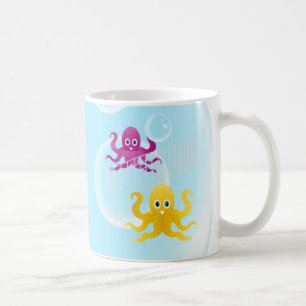 Taza De Café Octótopos divertidos jugando al voleibol