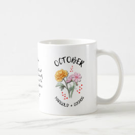 Taza De Café OCTUBRE Mes de Nacimiento Flor Cristiana Personali