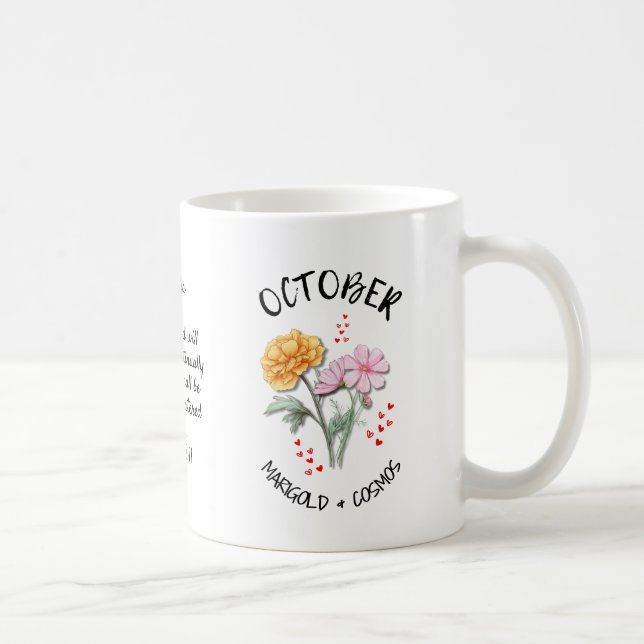 Taza De Café OCTUBRE Mes de Nacimiento Flor Cristiana Personali (Derecha)