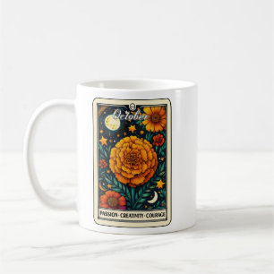 Taza De Café Octubre Mes de Nacimiento Flor Marigold