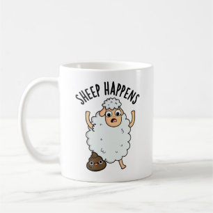 Taza De Café Ocurre Cagada Divertida Oveja Chiste