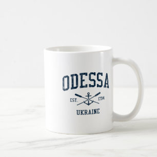 Taza De Café Odessa Vintage Navy Remos Cruzados Y Ancla De Barc