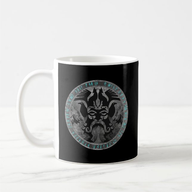 Taza De Café Odin Con Fenrir Huginn Y Muninn Norse Runes Dis (Izquierda)