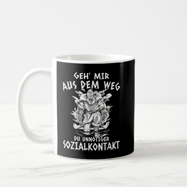 Taza De Café Odin Geh mir aus dem Weg Sozialkontakt, Viking (Izquierda)