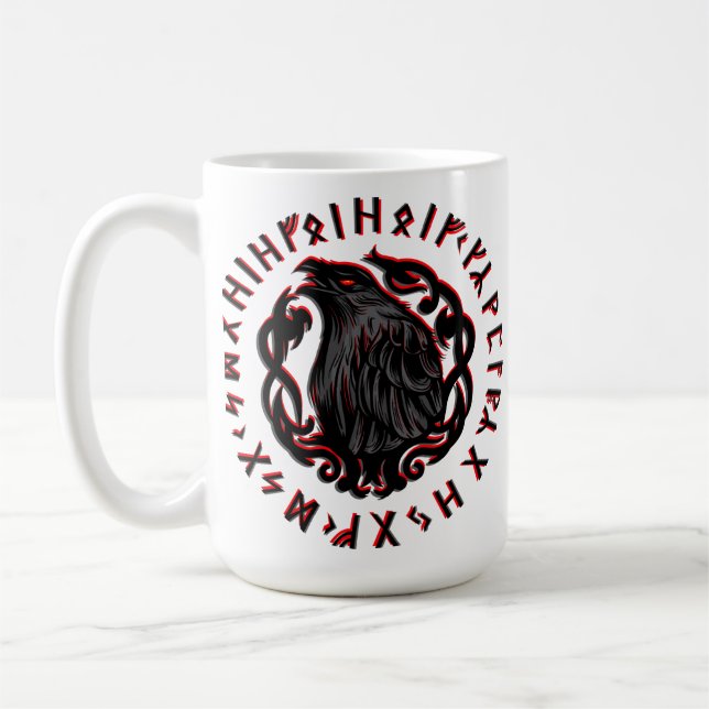 Taza De Café Odin Ravens Huginn Muninn VEGVISIR (Izquierda)