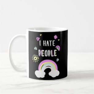 Taza De Café Odio a la gente el sol arcoiris cortés Chiste sarc