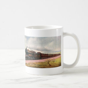 Taza De Café Oeste americano antiguo, tren de la frontera occid