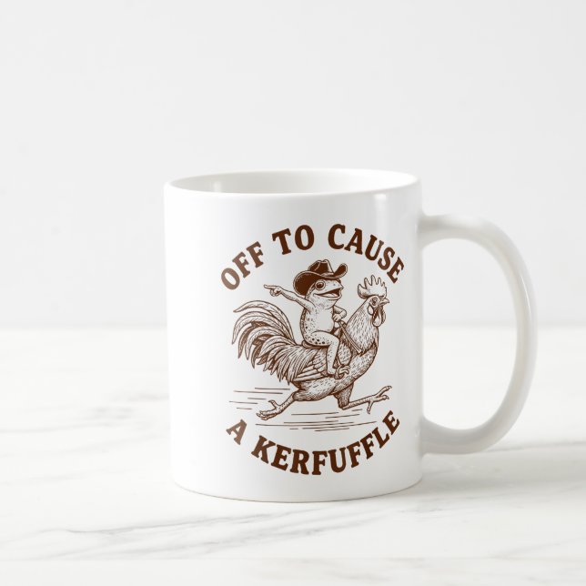 Taza De Café Off To Cause A Kerfuffle Funny Cowboy Frog Riding  (Derecha)