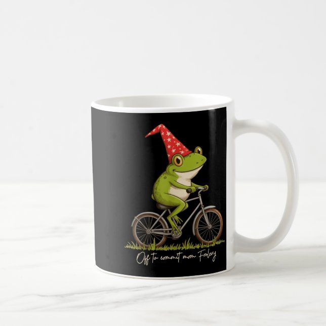 Taza De Café Off To Commit Mom Foolery Funny Frog Meme  (Derecha)