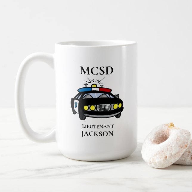 Taza De Café Oficial de coches de policía personalizado (Con donut)