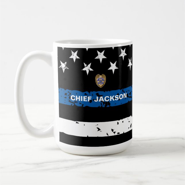Taza De Café Oficial de policía de bandera delgada de la línea  (Izquierda)