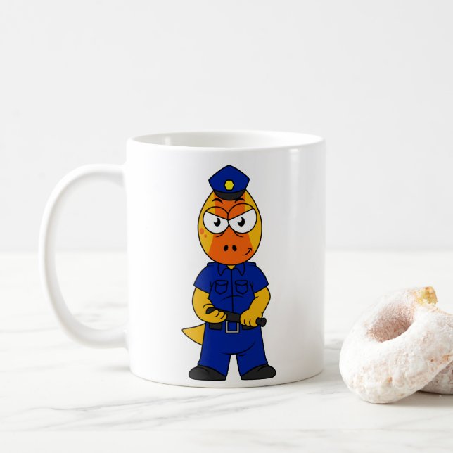 Taza De Café Oficial de Policía de Pachycephalosaurus. (Con donut)