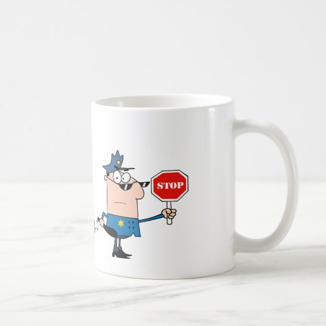 Taza De Café Oficial de policía de tráfico con el coche (Derecha)