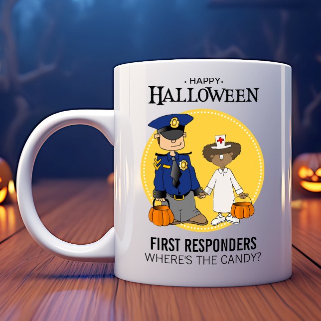 Taza De Café Oficial de policía Enfermera a Halloween (Subido por el creador)