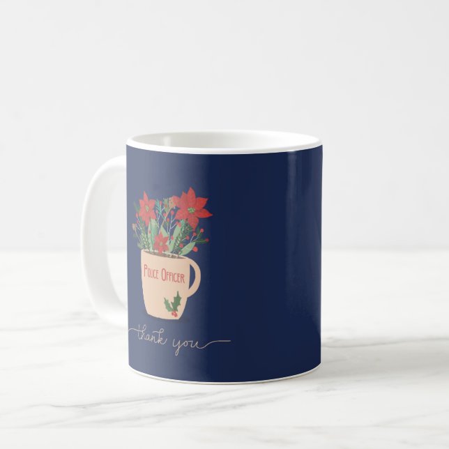 Taza De Café Oficial de policía gracias a Navidades Poinsettias (Anverso izquierdo)
