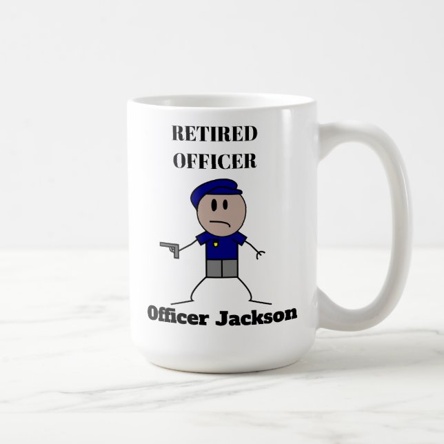 Taza De Café Oficial de policía jubilado personalizado Coffee M (Derecha)