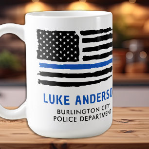 Taza De Café Oficial de Policía Moderno de la Línea Azul delg