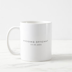 Taza De Café Oficiante de Boda Fecha Personalizada en Minimalis