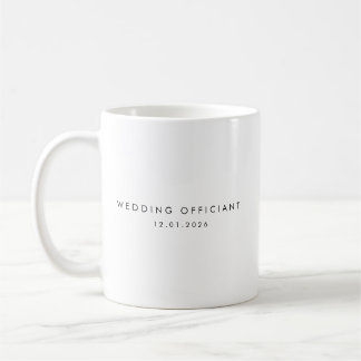 Taza De Café Oficiante de Boda Fecha Personalizada en Minimalis