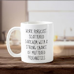 Taza De Café Oficina de regalo de Bestie de Trabajo de Coworker<br><div class="desc">¿Tienes un trabajo con sentido del humor? ¡Esta taza la clava! Vibes de 'Previsión de trabajo': sarcasmo,  café y una pizca de blasfemas. Perfecto para la oficina o para el intercambio de regalos de elefantes blancos en las fiestas de Office Holiday!</div>