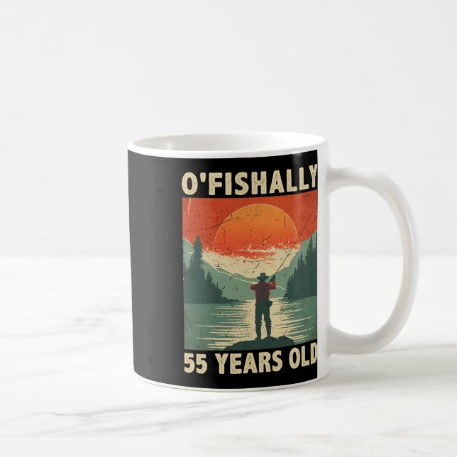Taza De Café Ofishally 55 Years Old 1969 Fishing Fisherman 55th (Derecha)