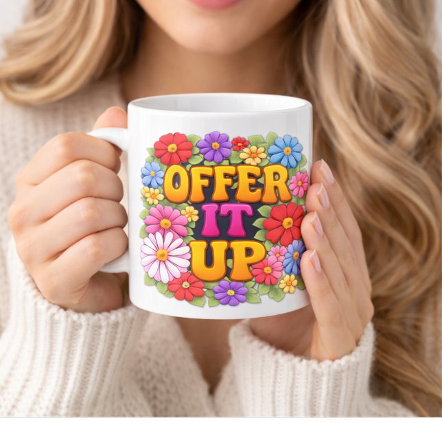 Taza De Café Ofrécelo 1960 Vibra floral (Subido por el creador)