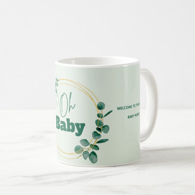 Taza De Café Oh Baby Eucalyptus Leaves  Baby Shower (Anverso derecho)