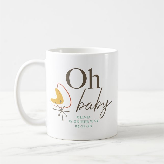 Taza De Café Oh Baby Mid Century Baby Shower Favor (Izquierda)