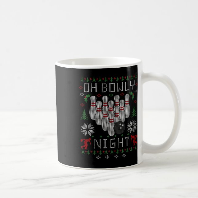 Taza De Café Oh Bowling nocturno Navidades feos suéter parte (Derecha)