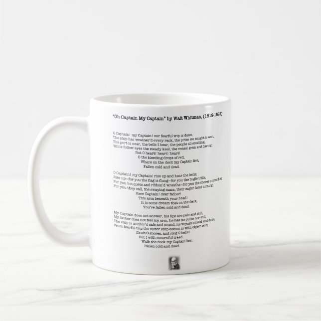Taza De Café "Oh Capitán, mi Capitán" por Walt Whitman (Izquierda)