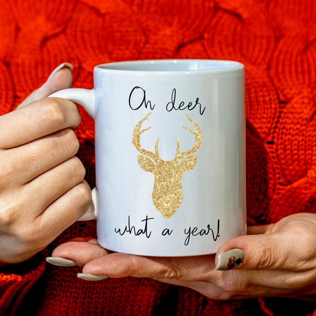Taza De Café ¡Oh Ciervo, Qué Año! Divertida Navidad (Subido por el creador)