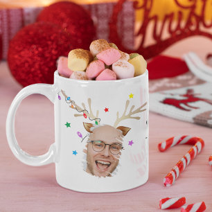 Taza De Café ¡Oh Ciervo Qué Año! Foto Divertida de Reno Navidad