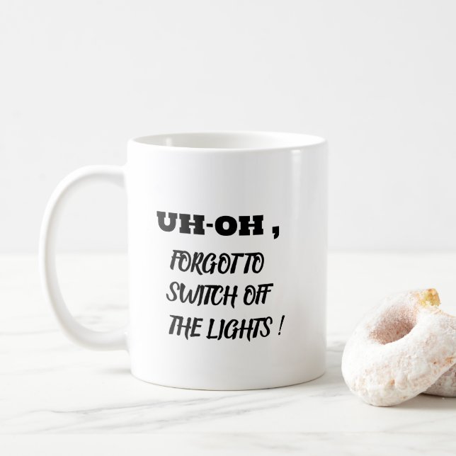 Taza De Café ¡Oh! Cita divertida con texto negro (Con donut)