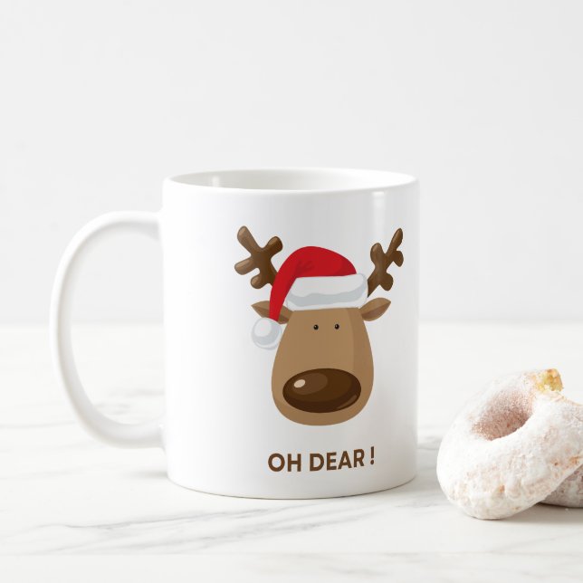 Taza De Café Oh Dear Funny Reindeer Holiday for families  (Con donut)