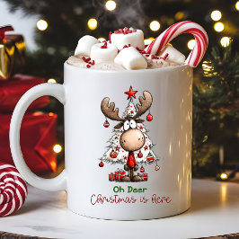 Taza De Café Oh Deer Christmas Is Here Funny Reindeer