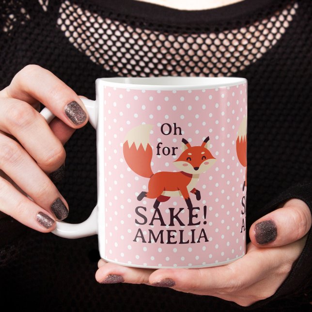 Taza De Café Oh For Fox Sake Pink Polka Dot (Oh For Fox Sake Pink Polka Dot Coffee Mug)