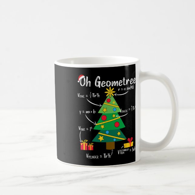 Taza De Café Oh geometree divertida navidad árbol geometría mat (Derecha)