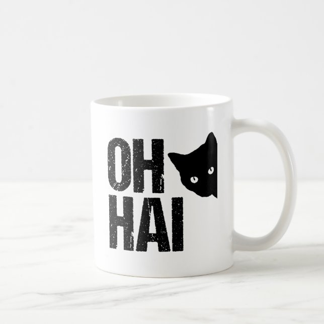 Taza De Café Oh Hai Funny Cat (Derecha)