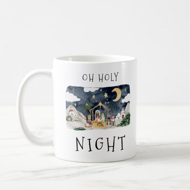 Taza De Café Oh Navidades de la Natividad Africano-Estadouniden (Izquierda)