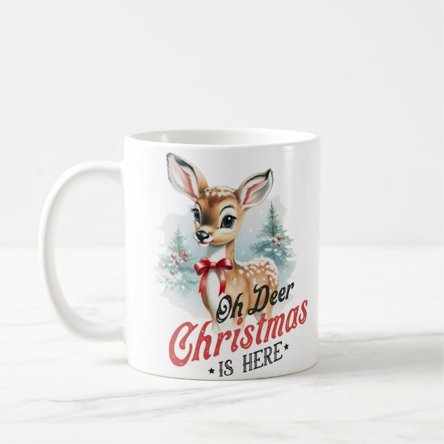 Taza De Café Oh Navidades venados aquí Mug (Izquierda)
