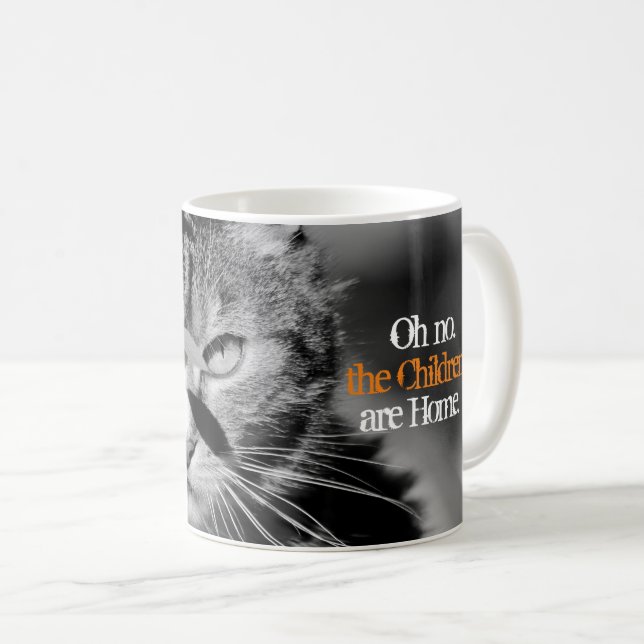Taza De Café Oh No, los niños están en casa, gato cangrejo (Anverso derecho)
