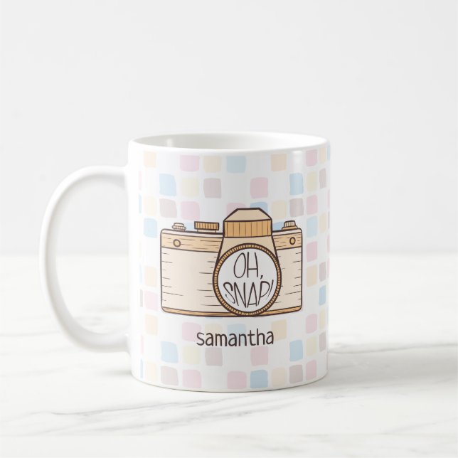 Taza De Café ¡Oh Snap! Cámara Pastel Amarilla Café Mug (Izquierda)