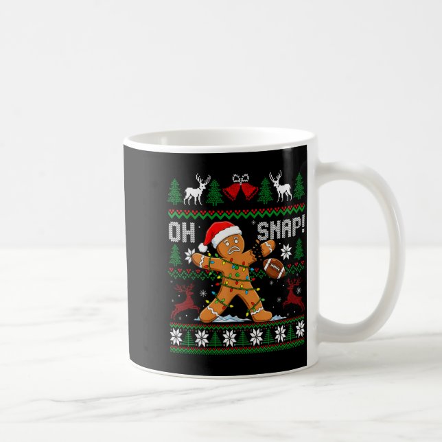Taza De Café Oh Snap Funny Gingerbread Man Football Christmas P (Derecha)