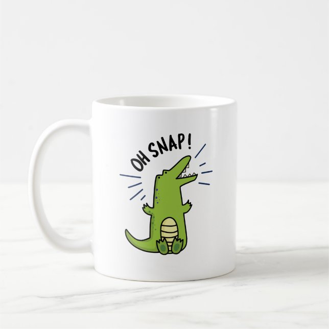 Taza De Café Oh Snap Funny Snny Crocodile Pun (Izquierda)